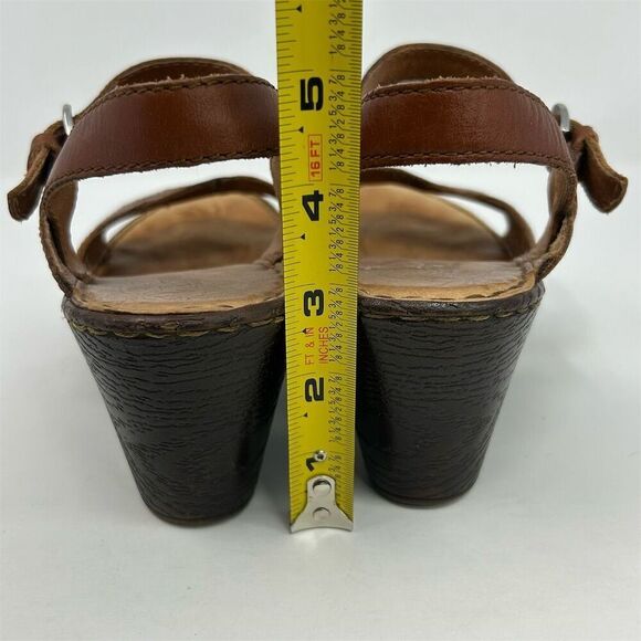 Born Women's Cognac Brown Leather Slingback Casual Wedge Sandals Size 10 - Picture 9 of 15